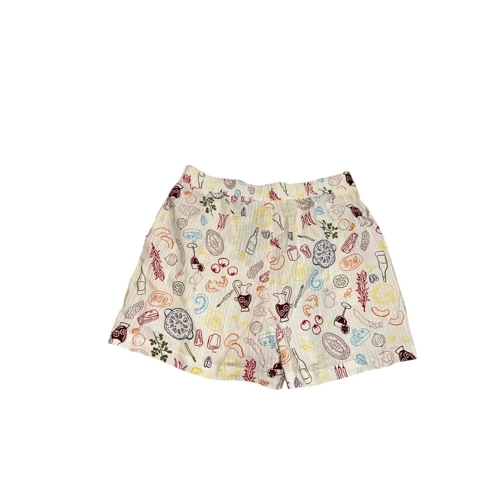 New with Tags Happily‎ Grey Quirky Food Print Elastic Waist Casual Lounge Boxers